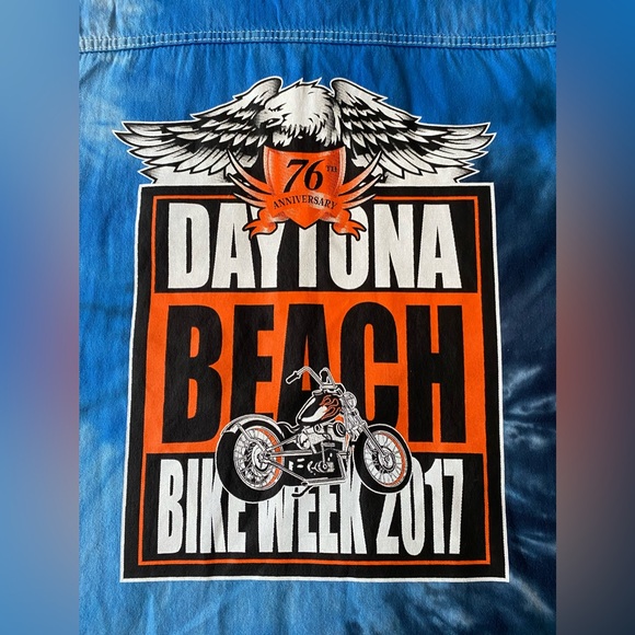 Biker wear USA Bike week Daytona Beach 2017 cut off sleeves blue men’s size 2xl - Picture 9 of 12
